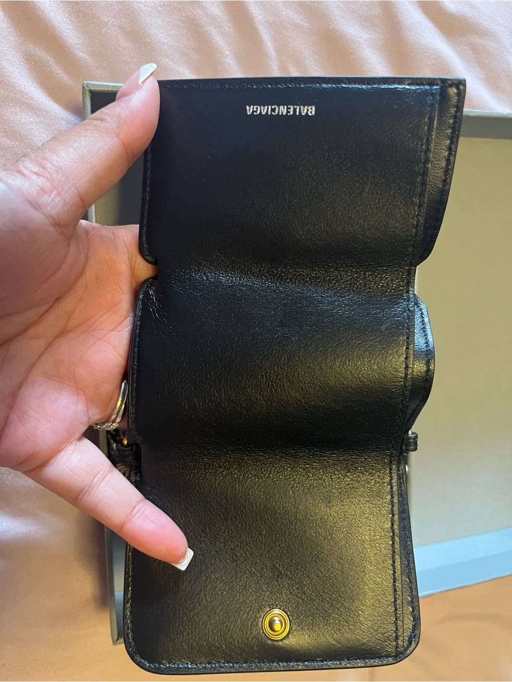 Balenciaga Black Leather Wallet with Gold Chain - Picture 3 of 3